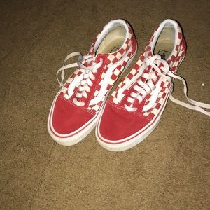 Red checkered board vans